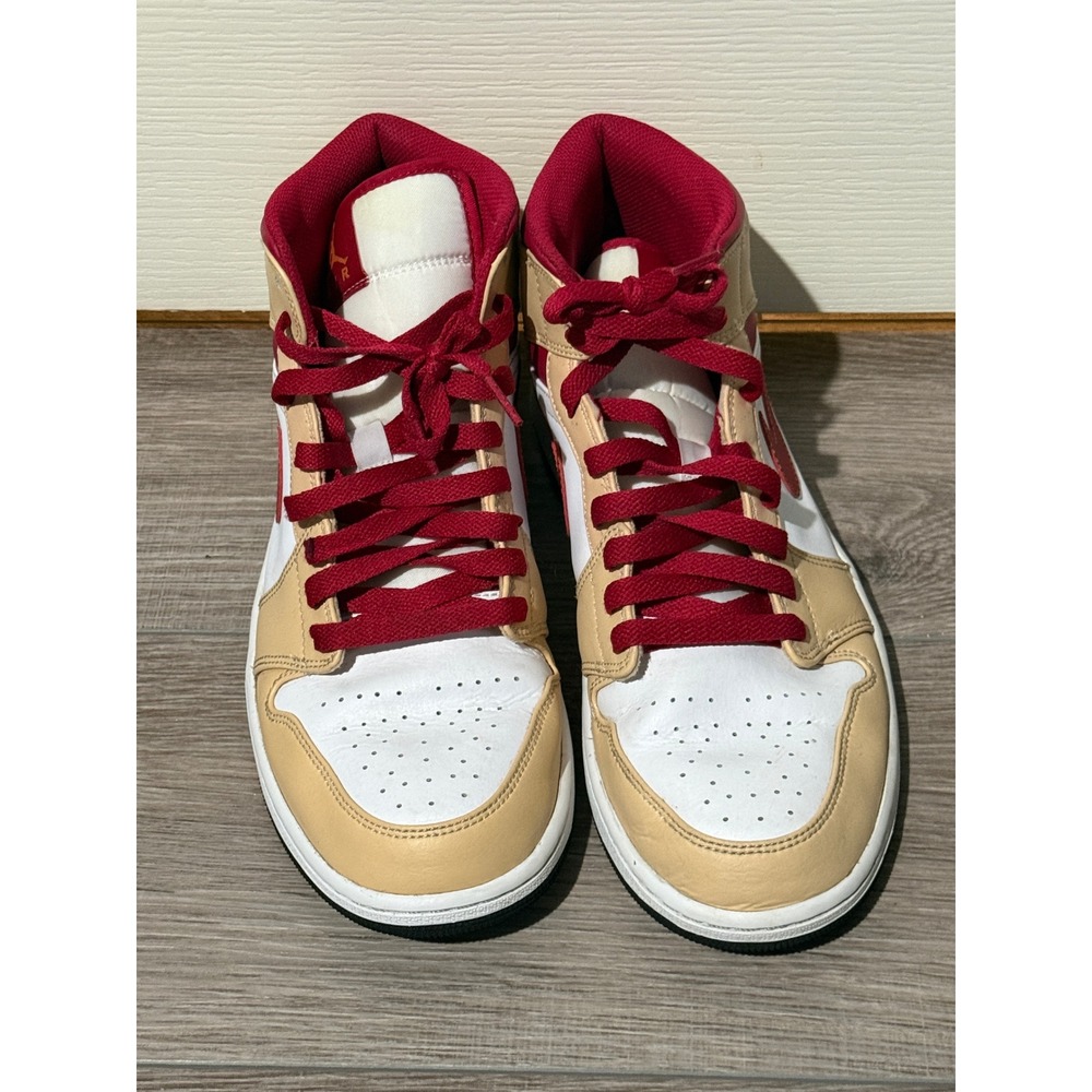 Air Jordan 1 Mid‎ Hemp White Gym Red BQ6472-161 Mens Tan Sneakers Size 11